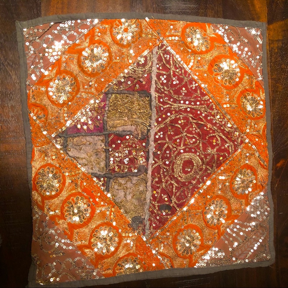 Vintage Hand Embroidered Zari Cushion Cover ♥️